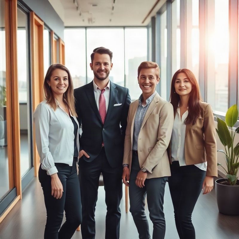 Small professional real estate team in a modern São Paulo office